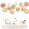 Champagne-Gold White Party-Decorations Paper-Flowers Lanterns - 15PCS Boho Fall Rustic Tissue Pom Poms Streamers,Wedding Baby Bridal Shower Neutral Autumn Birthday Hanging Supplies Decor Hugfond